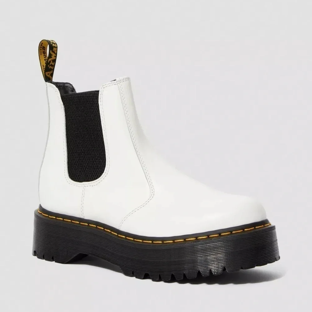 Dr Martens 2976 Platform Leather Chelsea Boot White - 7